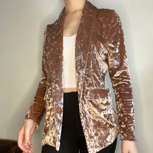 Champagne pink velvet shiny cardigan-blazer